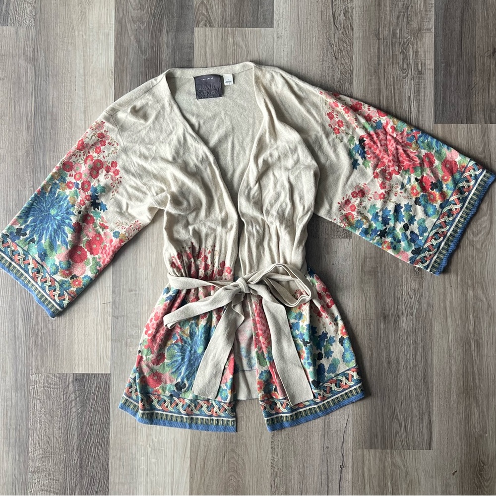Anthropologie Multicolor Floral Cardigan